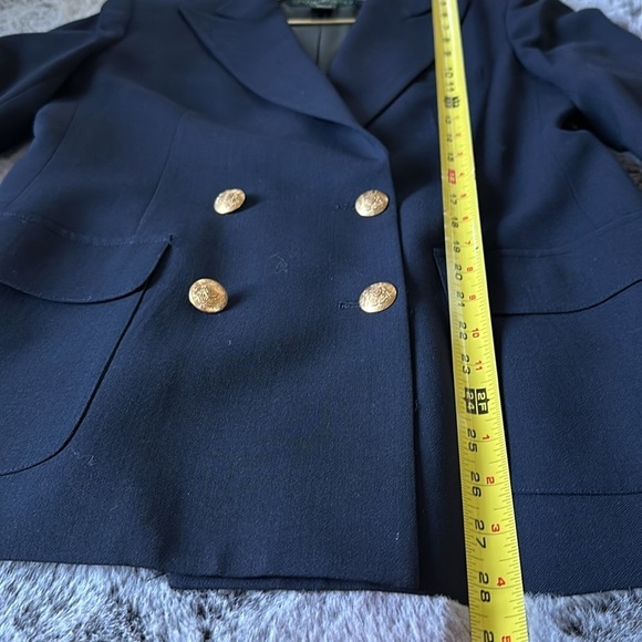 LRL CLASSIC RALPH LAUREN WOOL NAVY GOLD vintage BLAZER size 10 Petite - Picture 11 of 14
